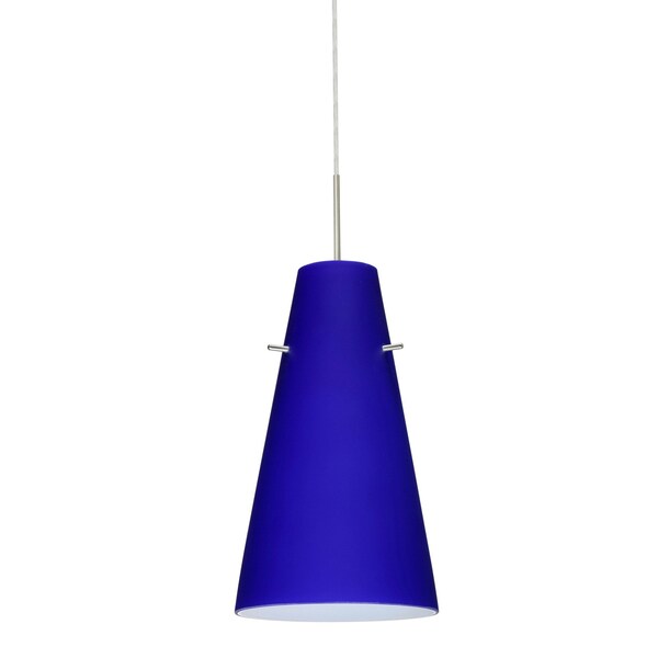 Besa Lighting Cierro Cord Pendant, Cobalt Blue Matte, Satin Nickel Finish, 1x9W LED 1JT-4124CM-LED-SN - main